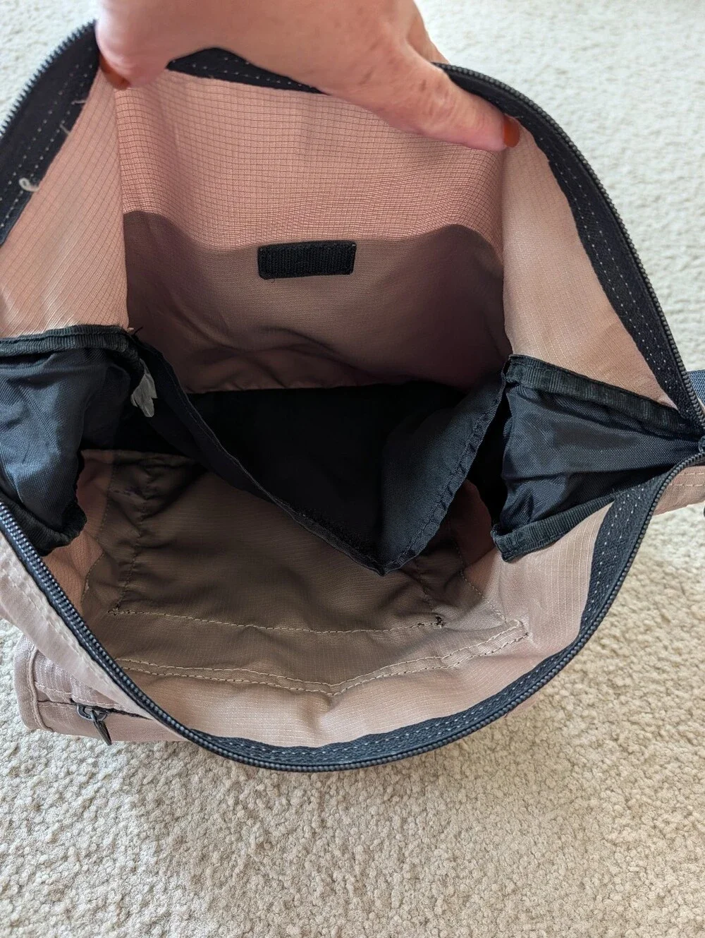 L.L. Bean Taupe Messenger Bag with Black Strap